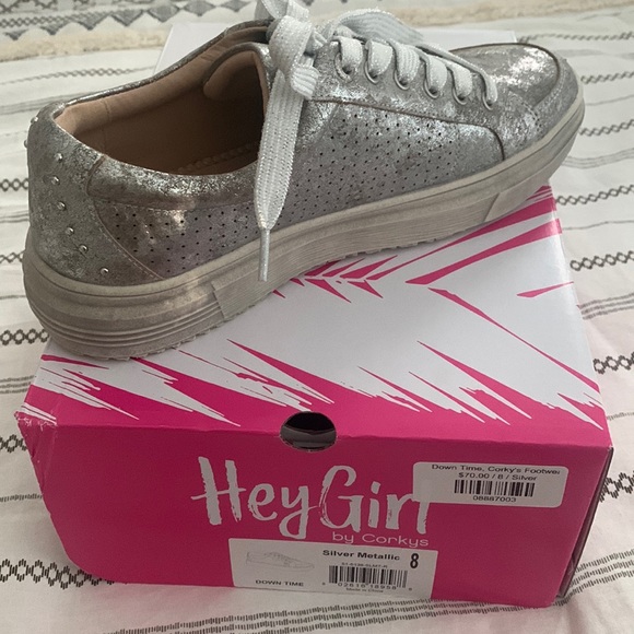 Corkys Shoes - NWT Hey Girl by Corky’s Metallic silver sneakers. Size 8.